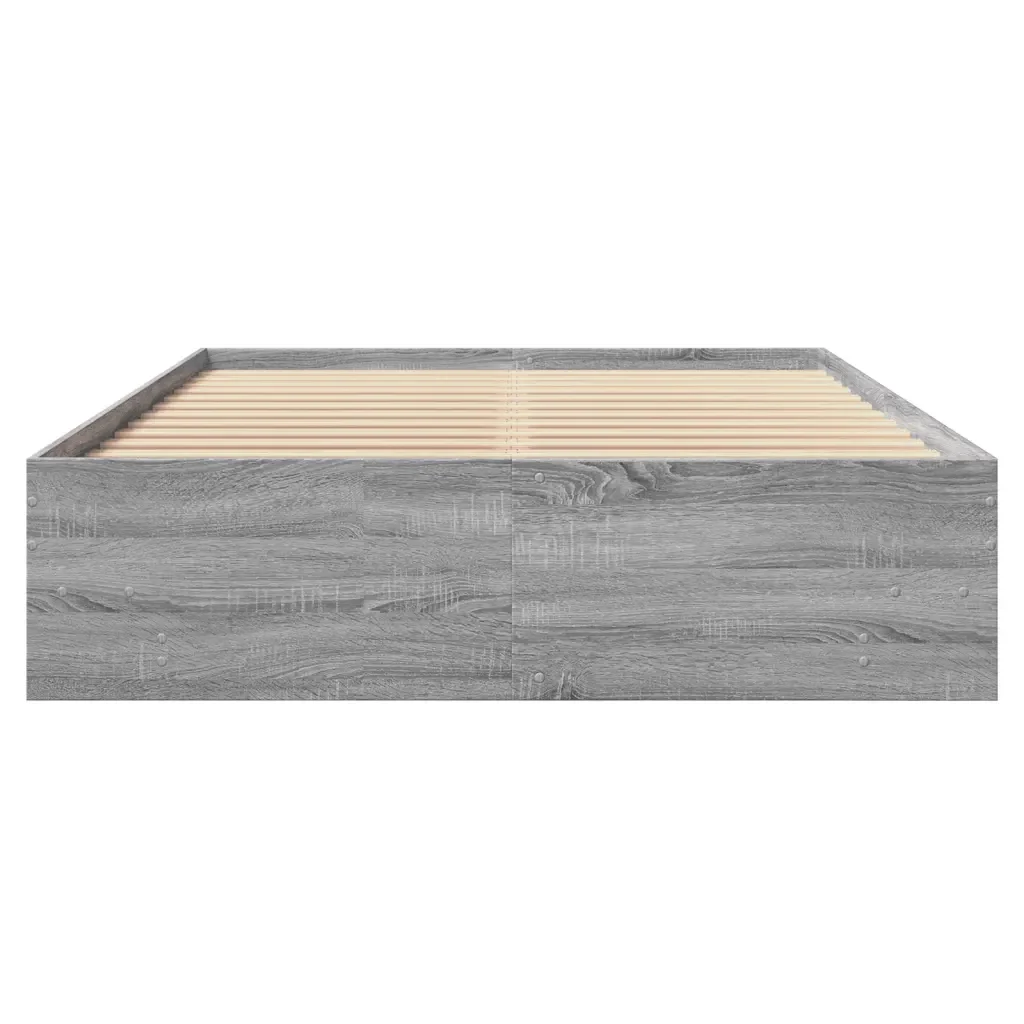 Letto matrimoniale | Letto per adulti | Giroletto Grigio Sonoma 135x190 cm in Legno Multistrato - Image 5