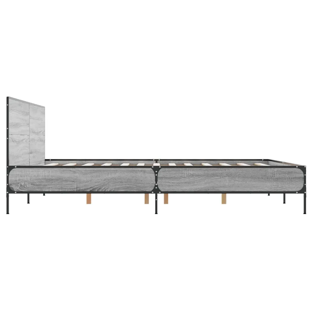 Letto matrimoniale | Letto per adulti | Giroletto Grigio Sonoma 135x190 cm in Legno Multistrato Metallo - Image 5