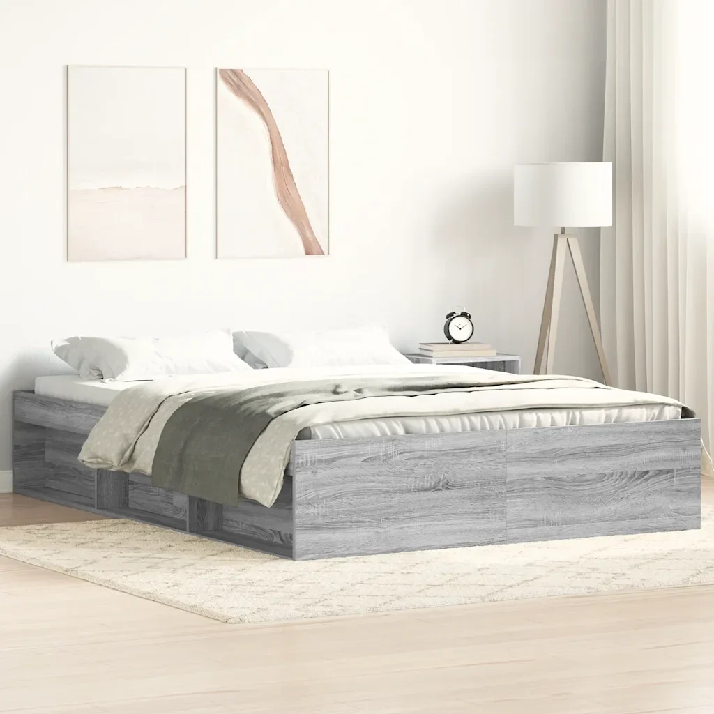 Letto matrimoniale | Letto per adulti | Giroletto Grigio Sonoma 140x190 cm - Image 2