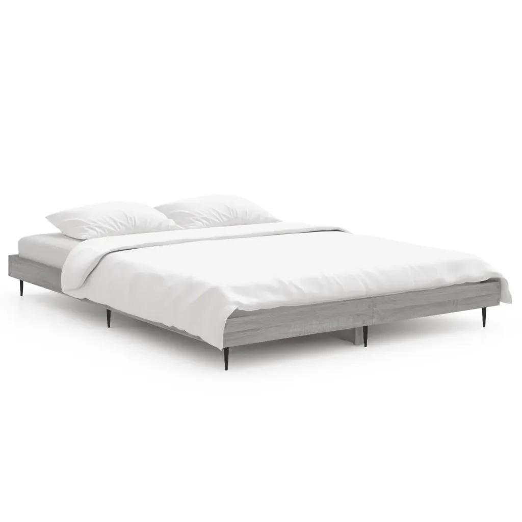 Letto matrimoniale | Letto per adulti | Giroletto Grigio Sonoma 140x190 cm in Legno Multistrato