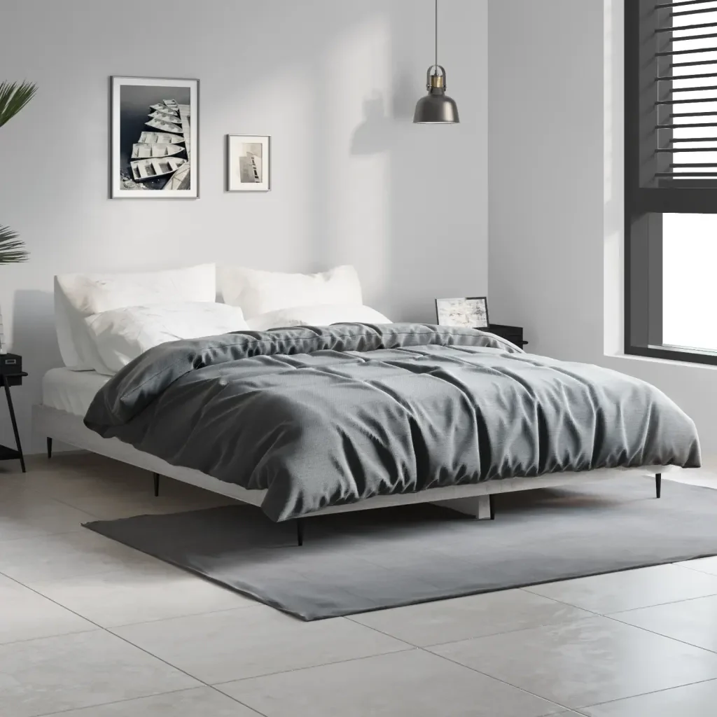 Letto matrimoniale | Letto per adulti | Giroletto Grigio Sonoma 140x190 cm in Legno Multistrato - Image 2