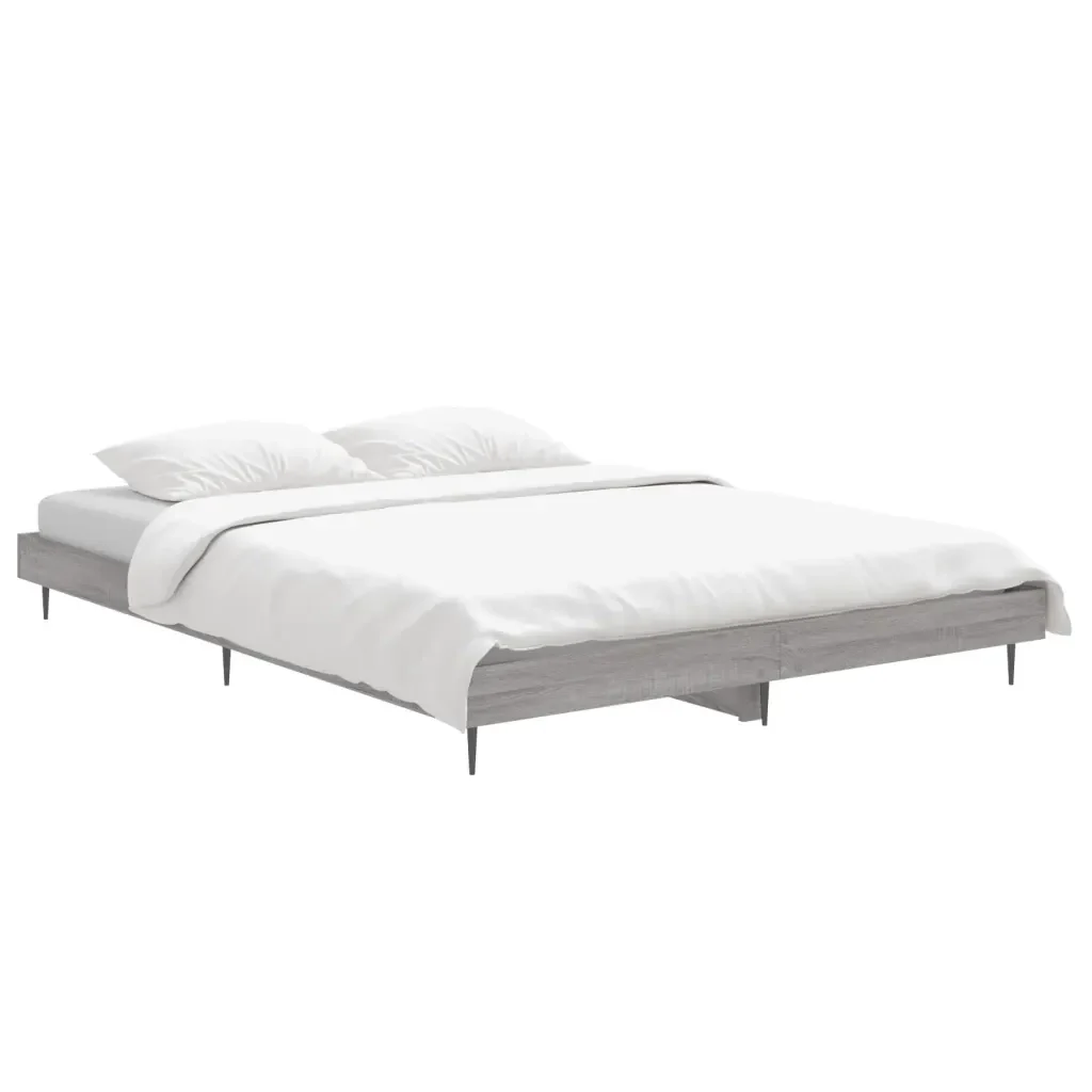 Letto matrimoniale | Letto per adulti | Giroletto Grigio Sonoma 140x190 cm in Legno Multistrato - Image 3
