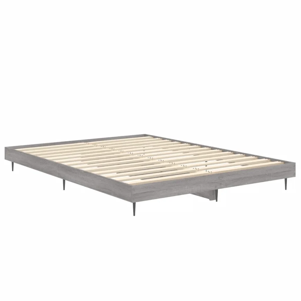 Letto matrimoniale | Letto per adulti | Giroletto Grigio Sonoma 140x190 cm in Legno Multistrato - Image 5