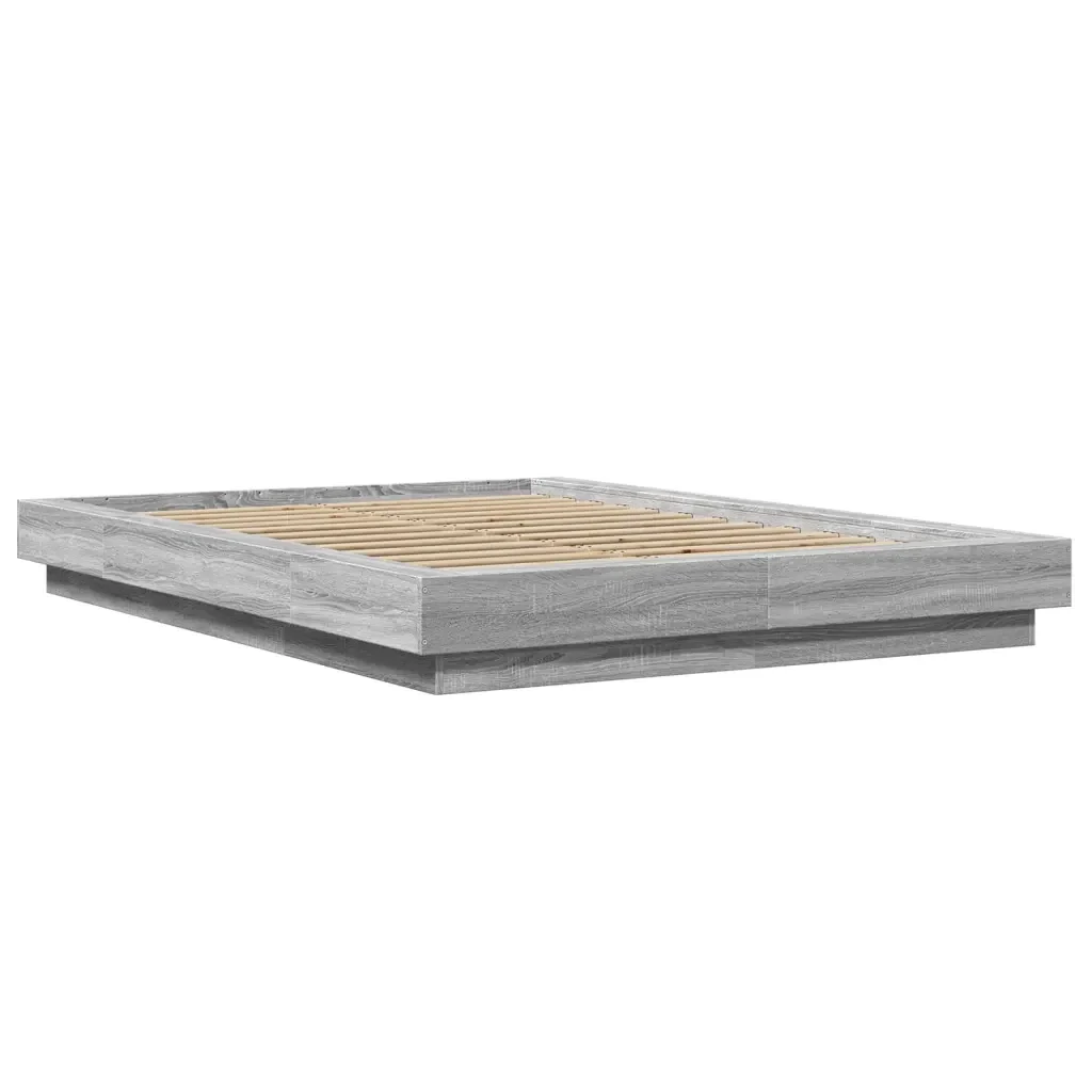 Letto matrimoniale | Letto per adulti | Giroletto Grigio Sonoma 140x190 cm in Legno Multistrato - Image 4