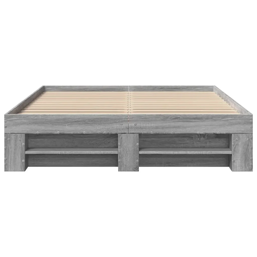 Letto matrimoniale | Letto per adulti | Giroletto Grigio Sonoma 140x190 cm in Legno Multistrato - Image 5