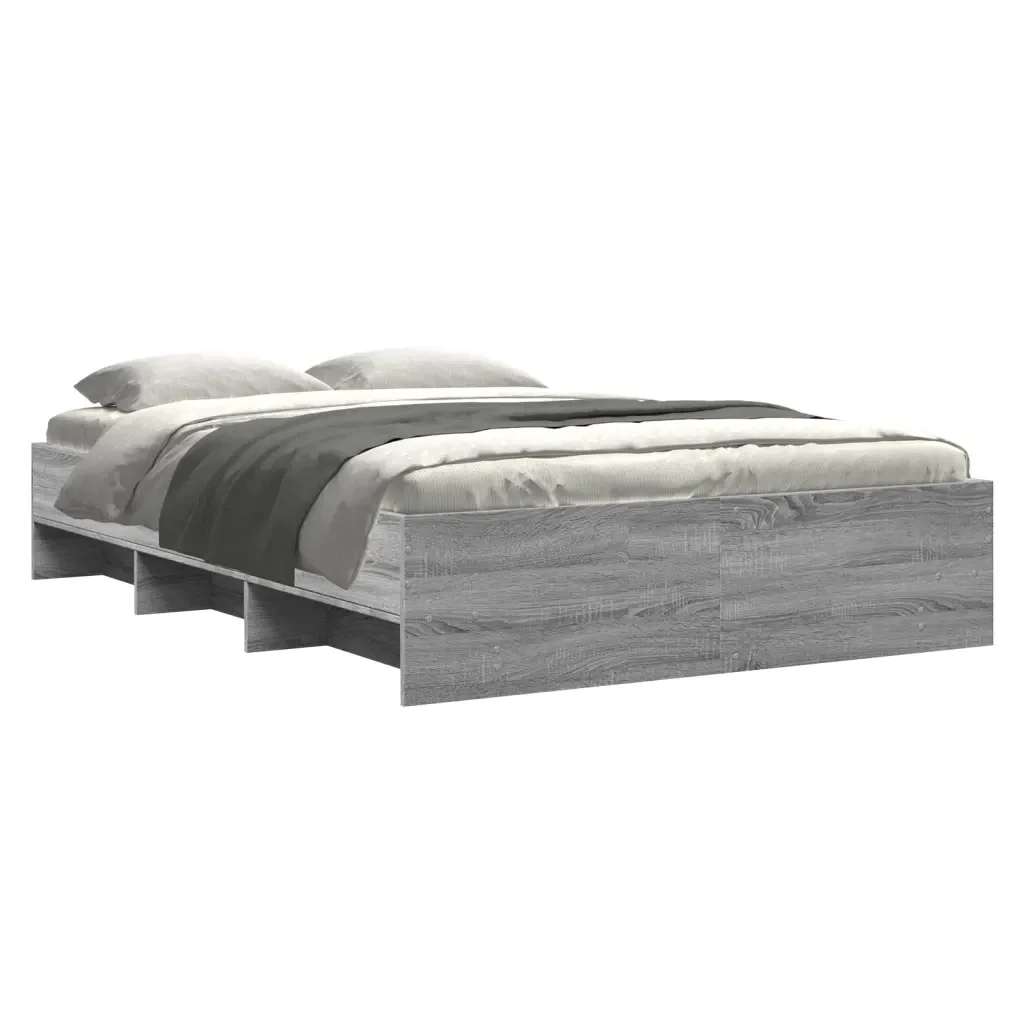 Letto matrimoniale | Letto per adulti | Giroletto Grigio Sonoma 140x190 cm in Legno Multistrato - Image 3