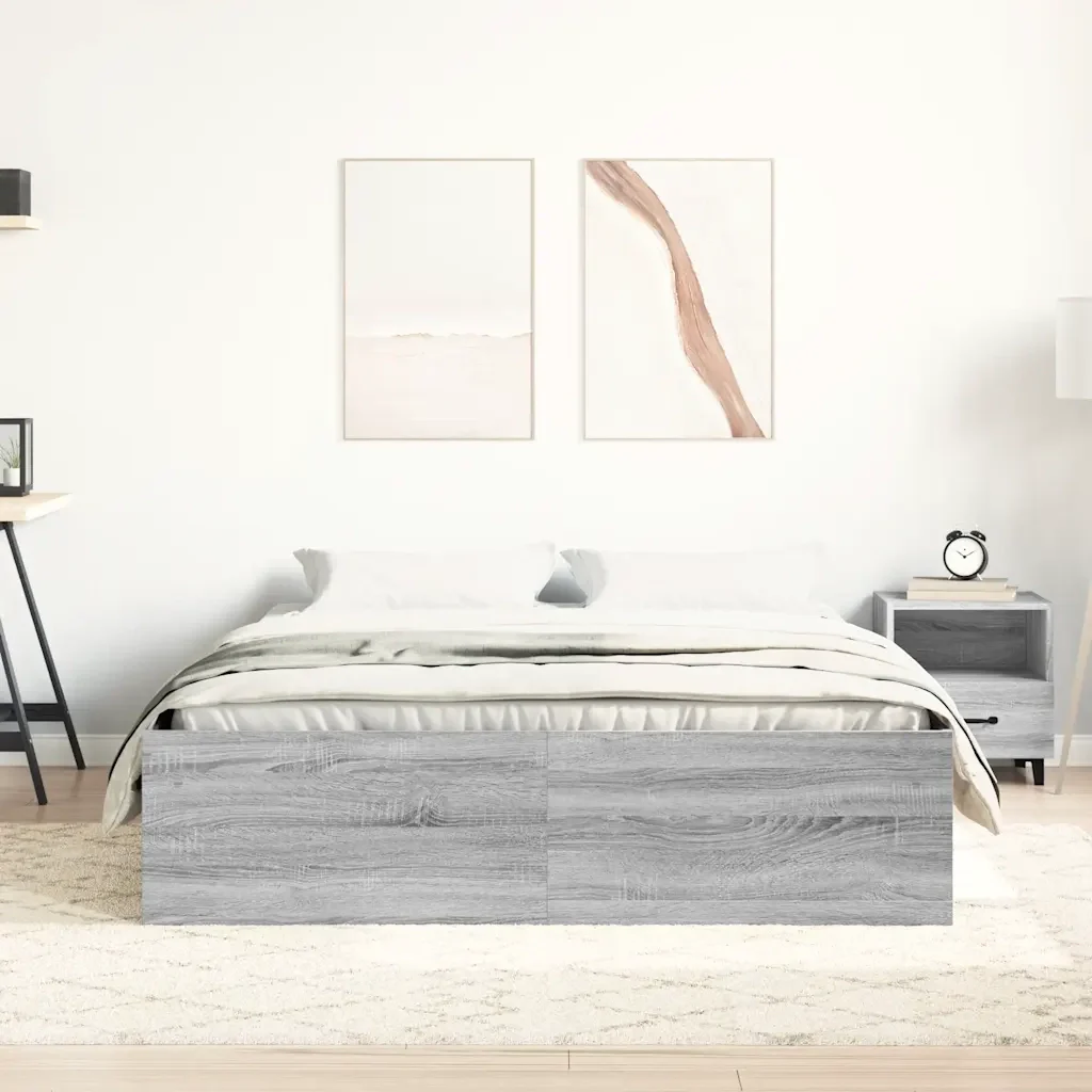 Letto matrimoniale | Letto per adulti | Giroletto Grigio Sonoma 140x200 cm - Image 3