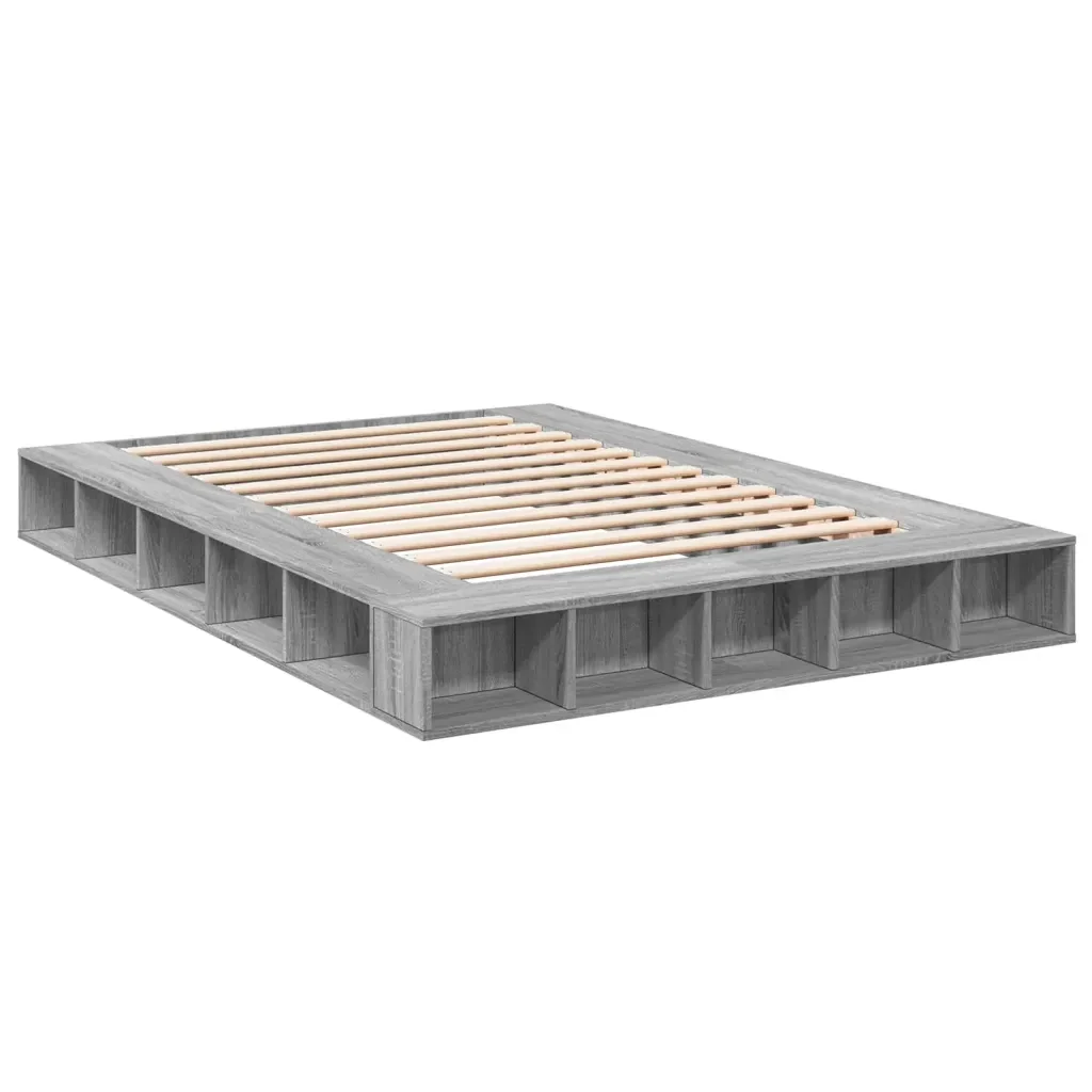Letto matrimoniale | Letto per adulti | Giroletto Grigio Sonoma 140x200 cm in Legno Multistrato - Image 3