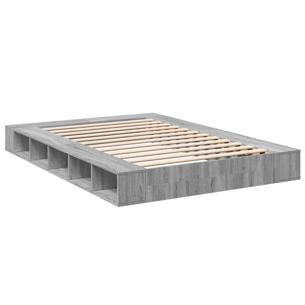 Letto matrimoniale | Letto per adulti | Giroletto Grigio Sonoma 140x200 cm in Legno Multistrato - Image 6