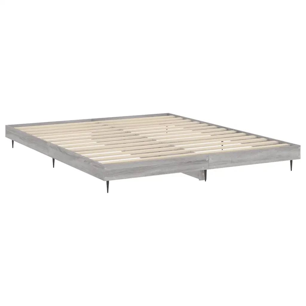 Letto matrimoniale | Letto per adulti | Giroletto Grigio Sonoma 140x200 cm in Legno Multistrato - Image 5