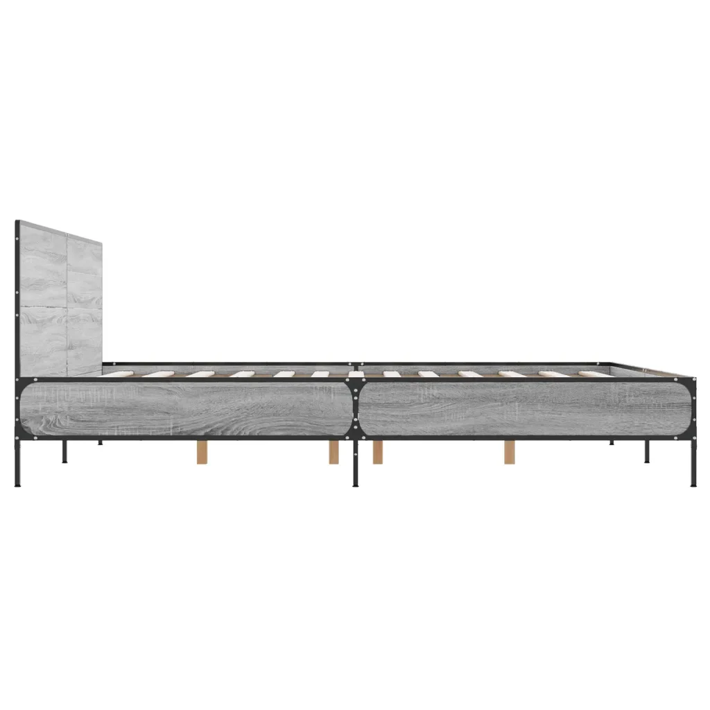 Letto matrimoniale | Letto per adulti | Giroletto Grigio Sonoma 140x200 cm in Legno Multistrato Metallo - Image 5