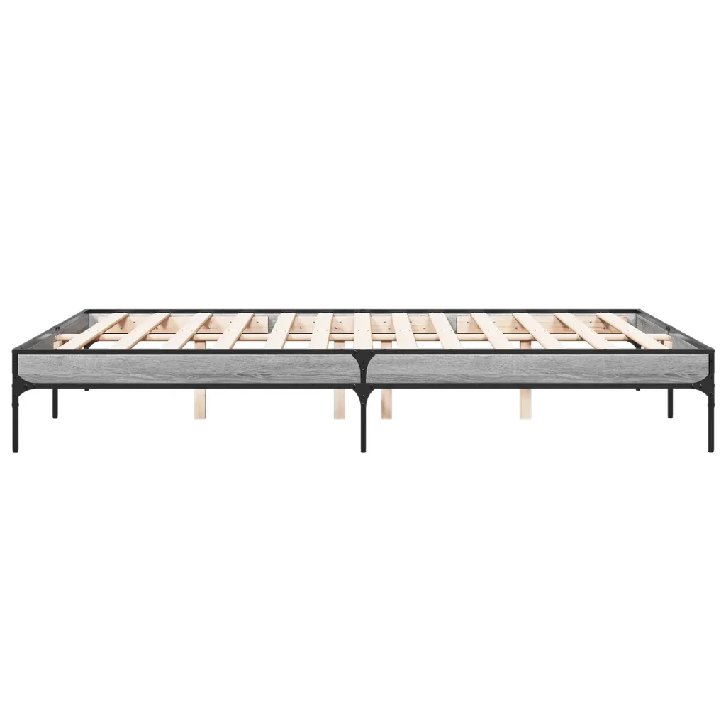 Letto matrimoniale | Letto per adulti | Giroletto Grigio Sonoma 140x200 cm in Legno Multistrato Metallo - Image 5