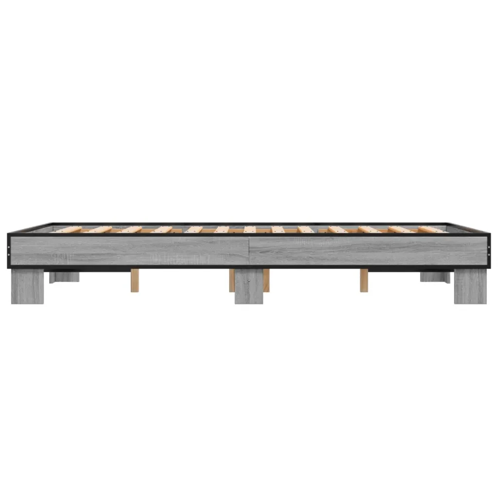Letto matrimoniale | Letto per adulti | Giroletto Grigio Sonoma 140x200 cm in Legno Multistrato Metallo - Image 5