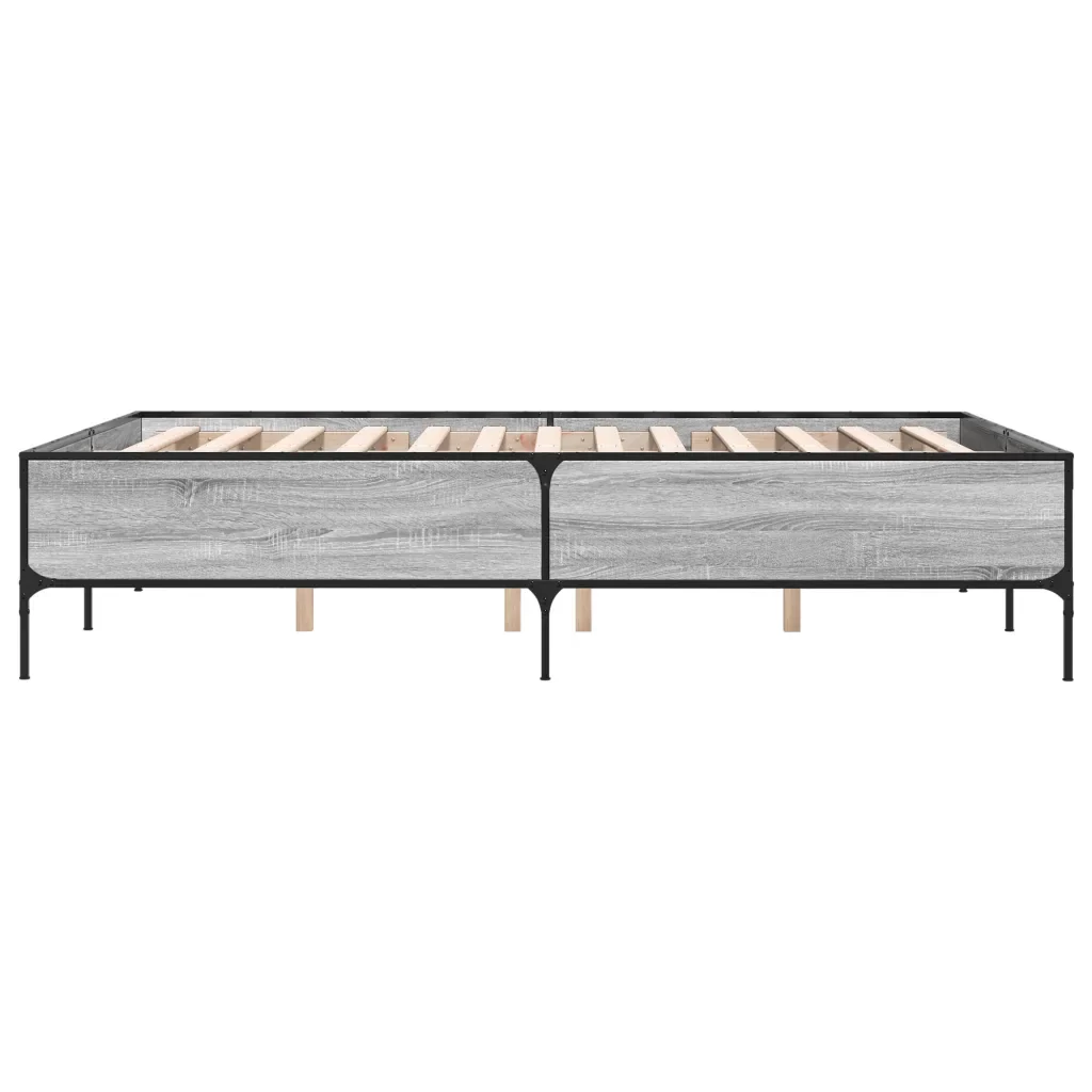Letto matrimoniale | Letto per adulti | Giroletto Grigio Sonoma 140x200 cm in Legno Multistrato Metallo - Image 5