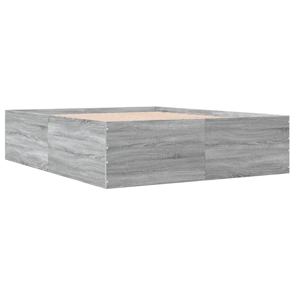 Letto matrimoniale | Letto per adulti | Giroletto Grigio Sonoma 150x200 cm in Legno Multistrato - Image 4