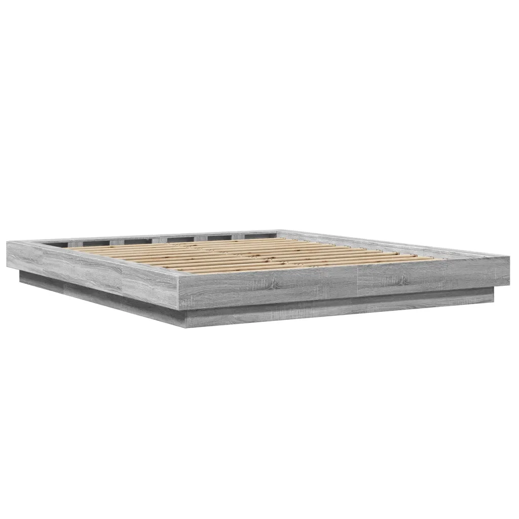 Letto matrimoniale | Letto per adulti | Giroletto Grigio Sonoma 160x200 cm in Legno Multistrato - Image 6