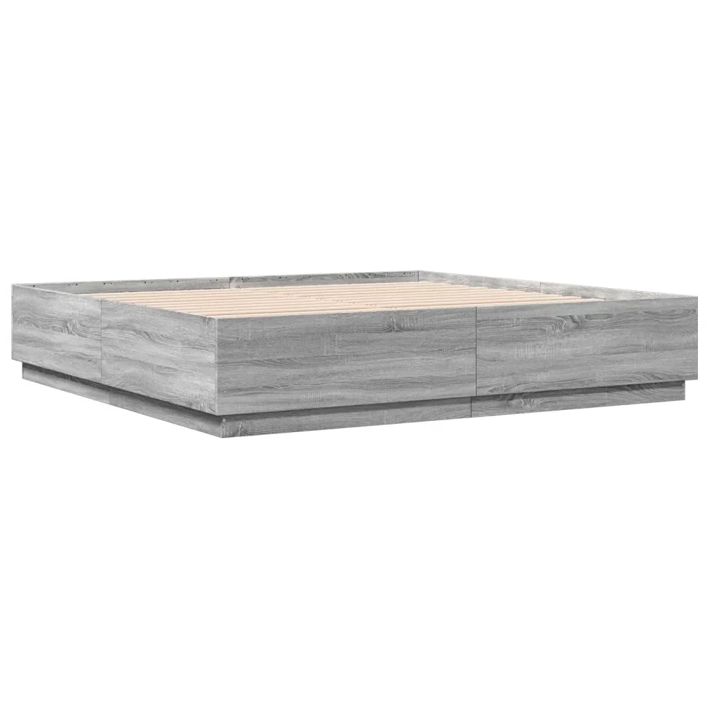 Letto matrimoniale | Letto per adulti | Giroletto Grigio Sonoma 180x200 cm in Legno Multistrato - Image 6
