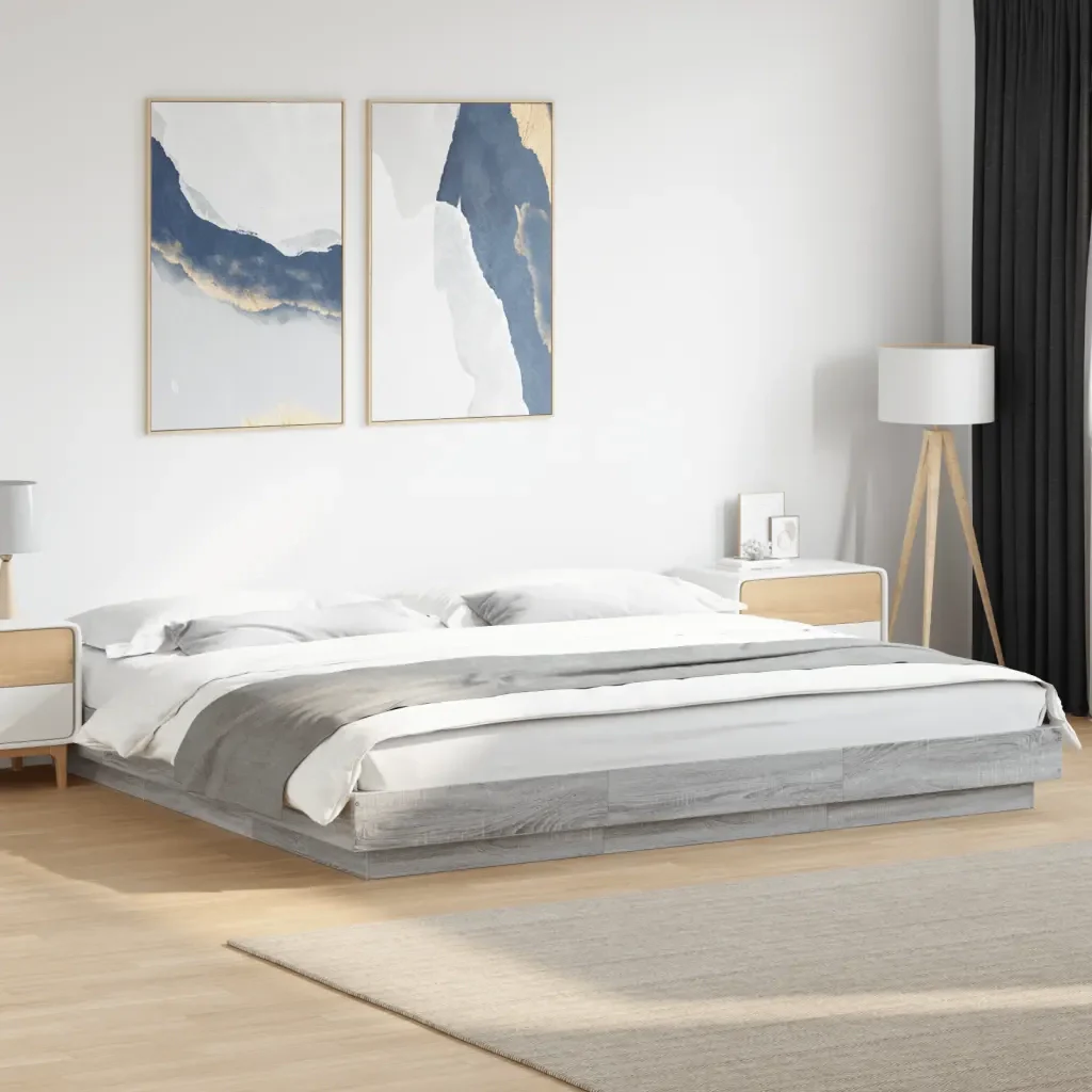 Letto matrimoniale | Letto per adulti | Giroletto Grigio Sonoma 180x200 cm in Legno Multistrato - Image 2