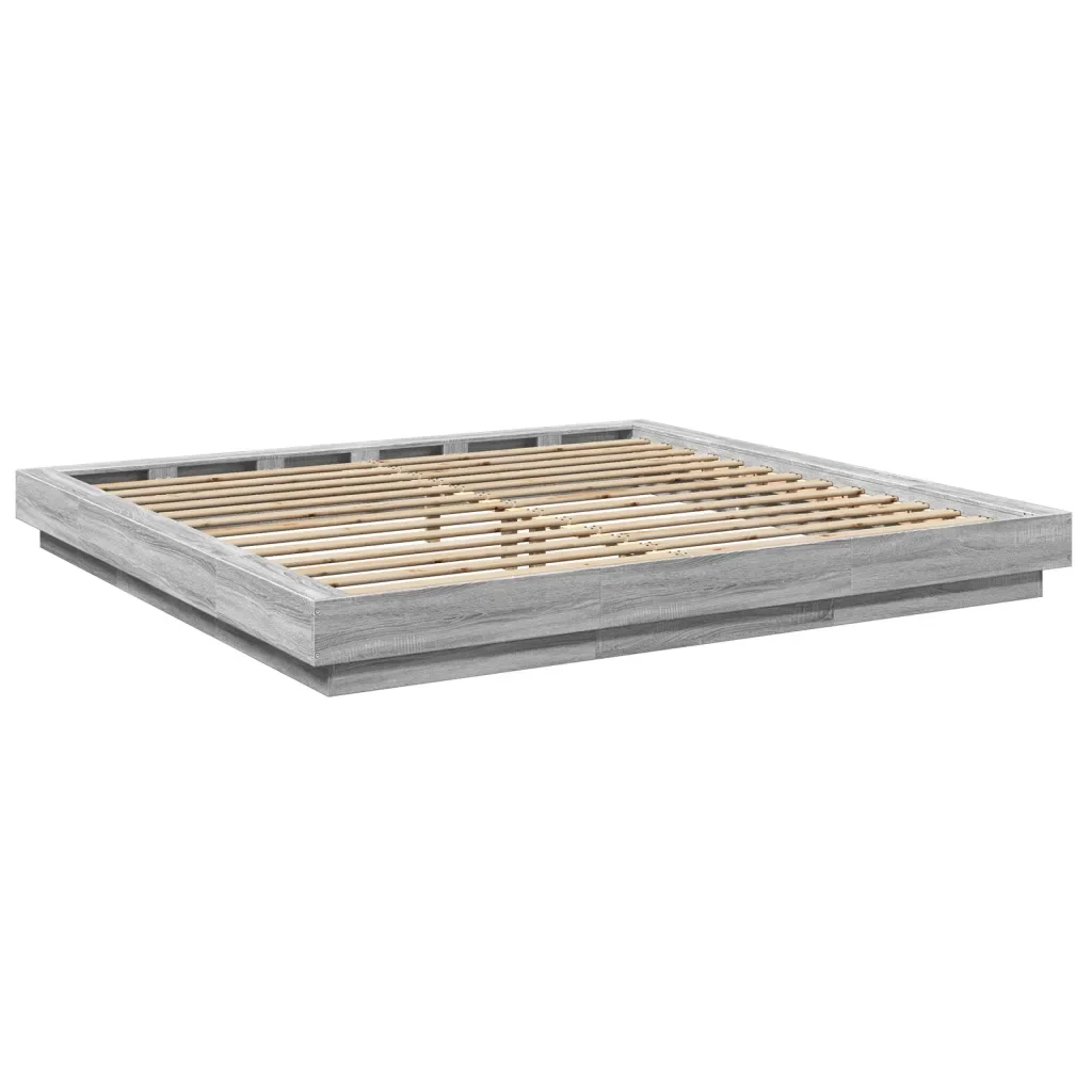 Letto matrimoniale | Letto per adulti | Giroletto Grigio Sonoma 180x200 cm in Legno Multistrato - Image 6