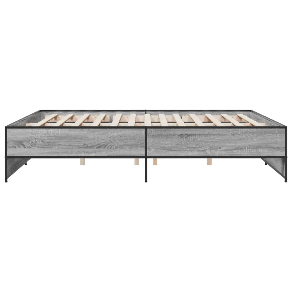 Letto matrimoniale | Letto per adulti | Giroletto Grigio Sonoma 180x200 cm in Legno Multistrato Metallo - Image 5