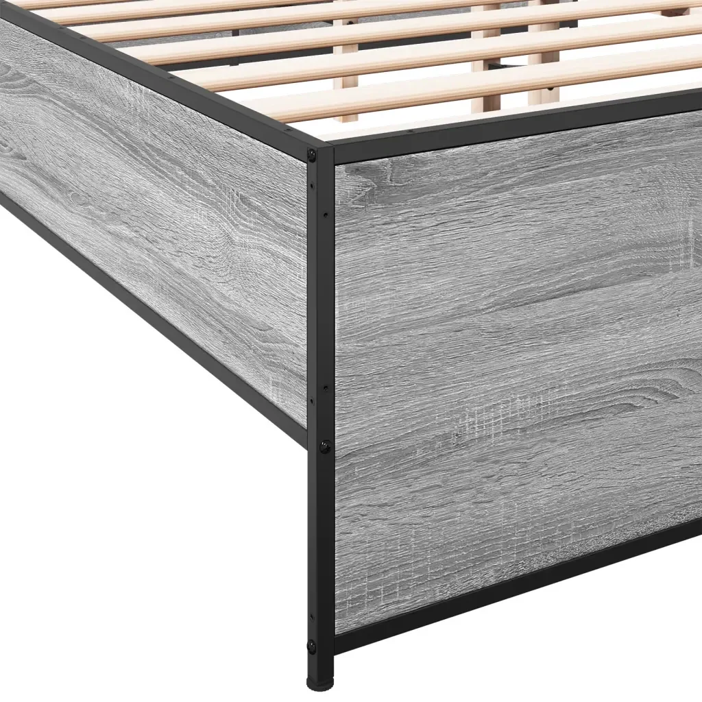 Letto matrimoniale | Letto per adulti | Giroletto Grigio Sonoma 180x200 cm in Legno Multistrato Metallo - Image 7