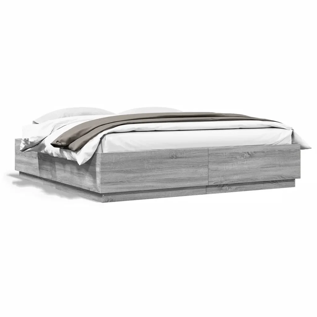 Letto matrimoniale | Letto per adulti | Giroletto Grigio Sonoma 200x200 cm in Legno Multistrato