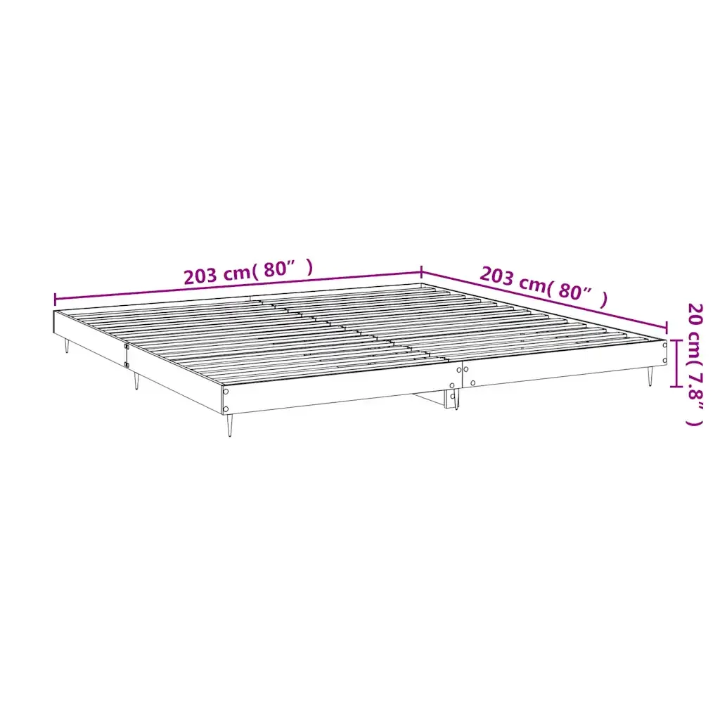 Letto matrimoniale | Letto per adulti | Giroletto Grigio Sonoma 200x200 cm in Legno Multistrato - Image 10