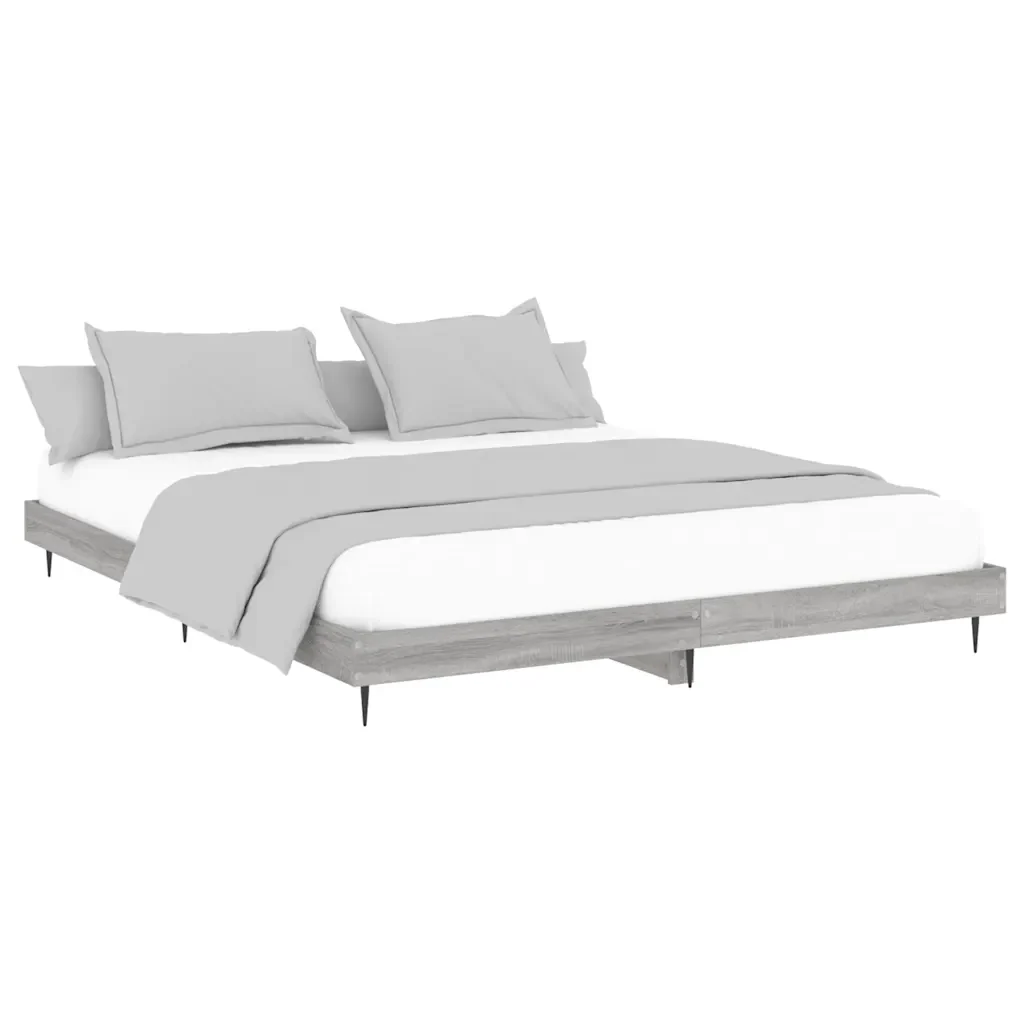 Letto matrimoniale | Letto per adulti | Giroletto Grigio Sonoma 200x200 cm in Legno Multistrato - Image 3