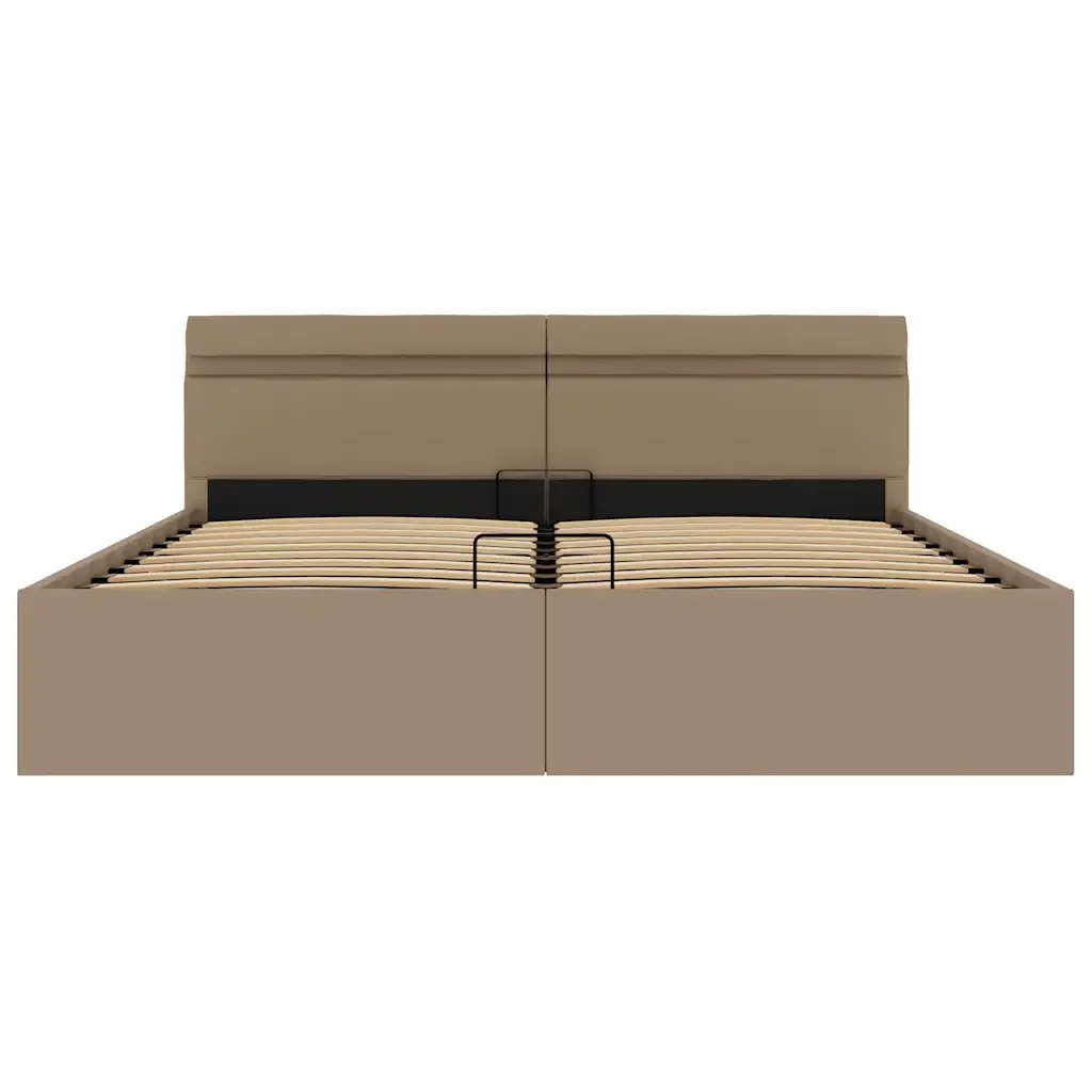 Letto matrimoniale | Letto per adulti | Giroletto Idraulico con LED Cappuccino Similpelle 160x200cm - Image 6