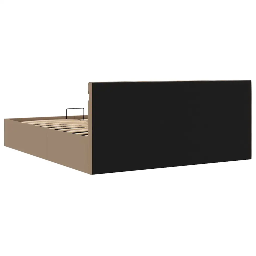 Letto matrimoniale | Letto per adulti | Giroletto Idraulico con LED Cappuccino Similpelle 160x200cm - Image 8