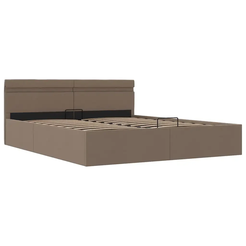 Letto matrimoniale | Letto per adulti | Giroletto Idraulico Contenitore LED Tortora Tessuto 160x200cm - Image 4