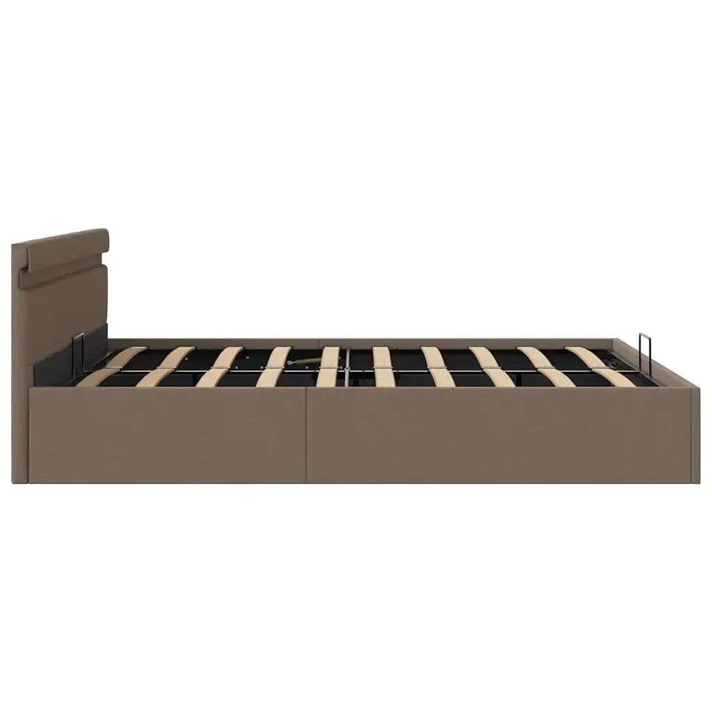 Letto matrimoniale | Letto per adulti | Giroletto Idraulico Contenitore LED Tortora Tessuto 160x200cm - Image 7