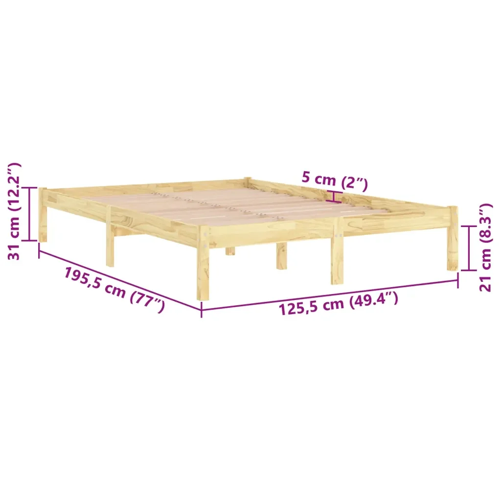 Letto matrimoniale | Letto per adulti | Giroletto in Legno Massello 120x190 cm Small Double - Image 8