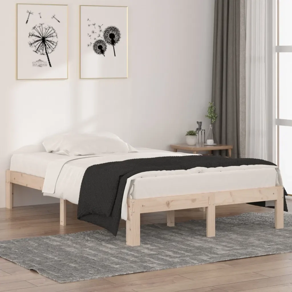 Letto matrimoniale | Letto per adulti | Giroletto in Legno Massello 120x190 cm Small Double - Image 2