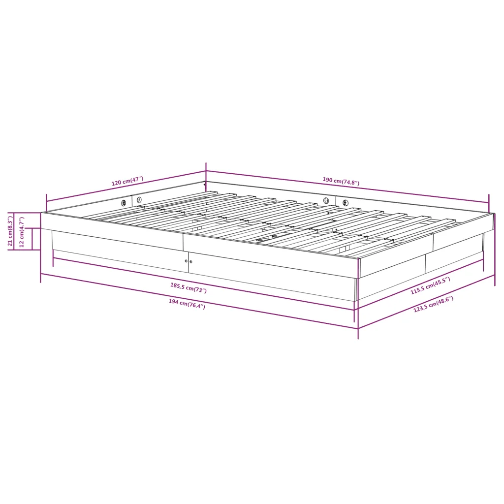 Letto matrimoniale | Letto per adulti | Giroletto in Legno Massello 120x190 cm Small Double - Image 10