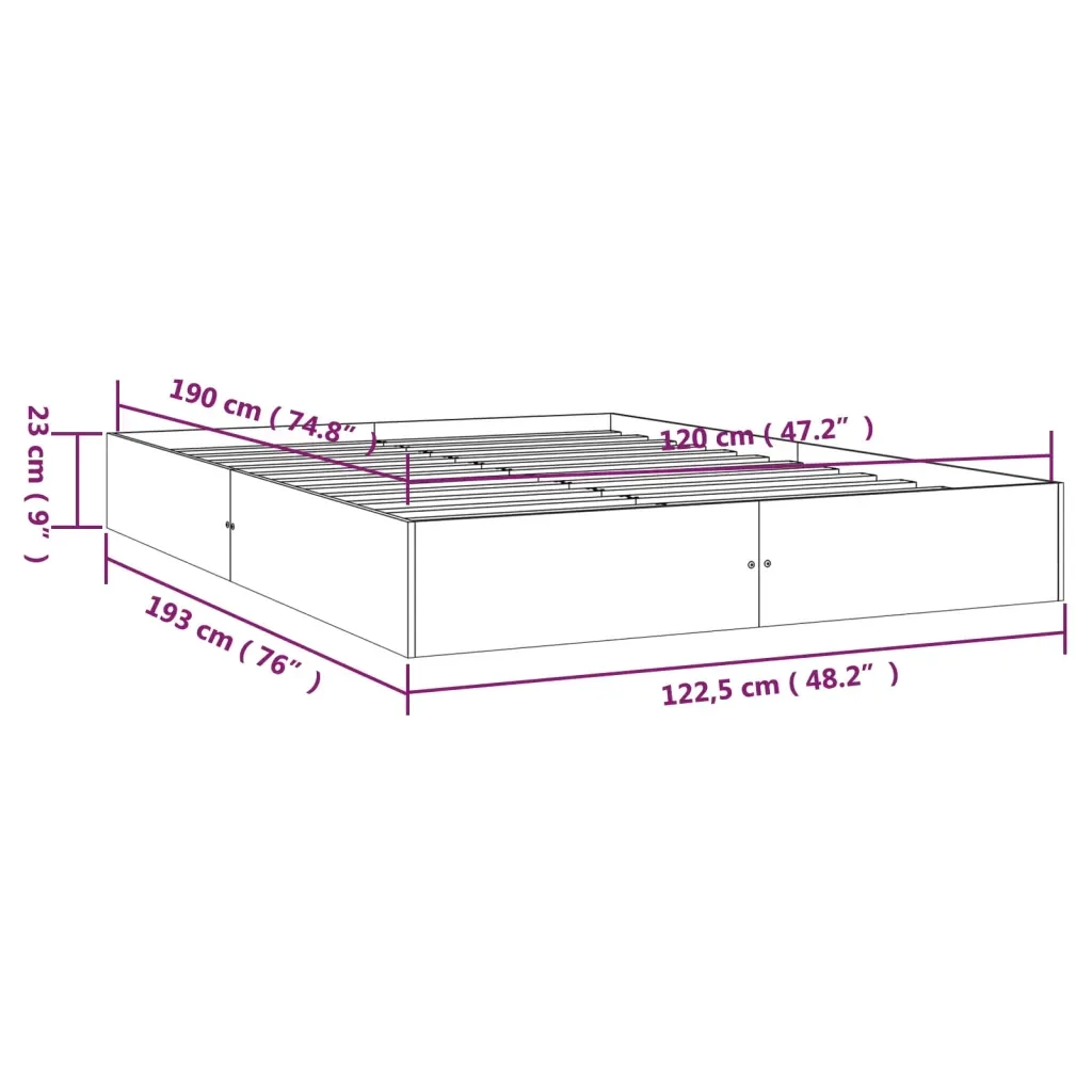 Letto matrimoniale | Letto per adulti | Giroletto in Legno Massello 120x190 cm Small Double - Image 9