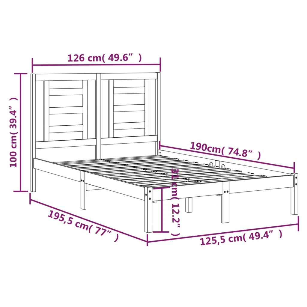 Letto matrimoniale | Letto per adulti | Giroletto in Legno Massello 120x190 cm Small Double - Image 6