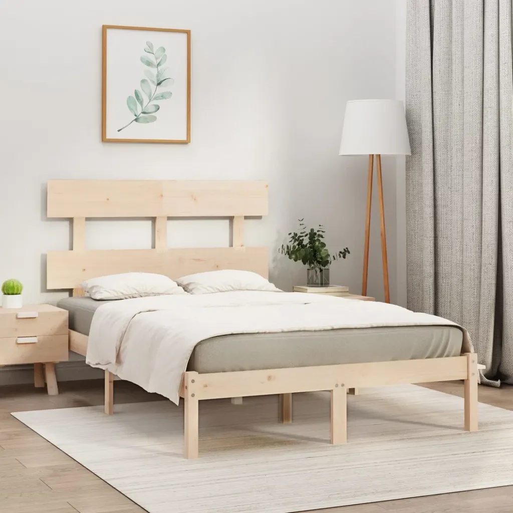 Letto matrimoniale | Letto per adulti | Giroletto in Legno Massello 120x190 cm Small Double - Image 2