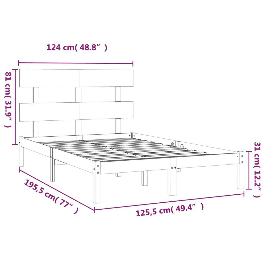 Letto matrimoniale | Letto per adulti | Giroletto in Legno Massello 120x190 cm Small Double - Image 6