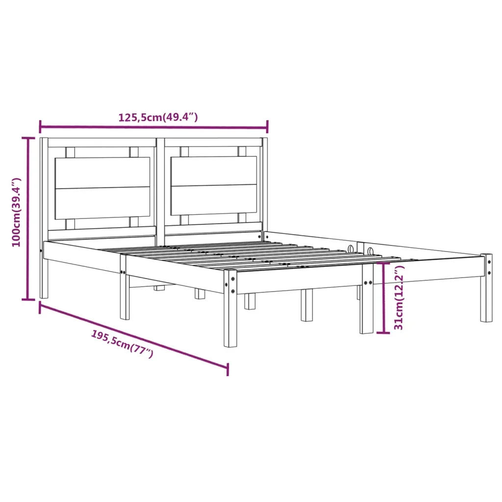 Letto matrimoniale | Letto per adulti | Giroletto in Legno Massello 120x190 cm Small Double - Image 6