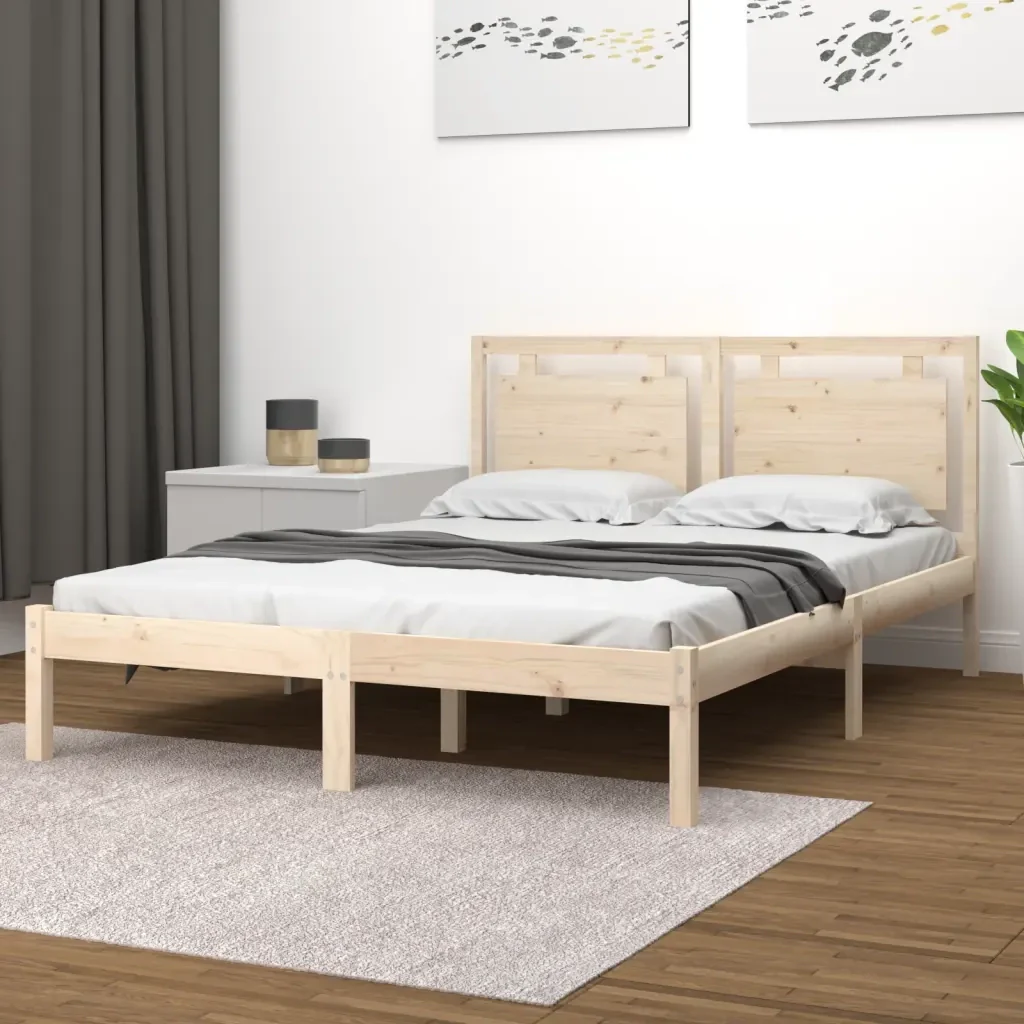Letto matrimoniale | Letto per adulti | Giroletto in Legno Massello 120x200 cm - Image 2
