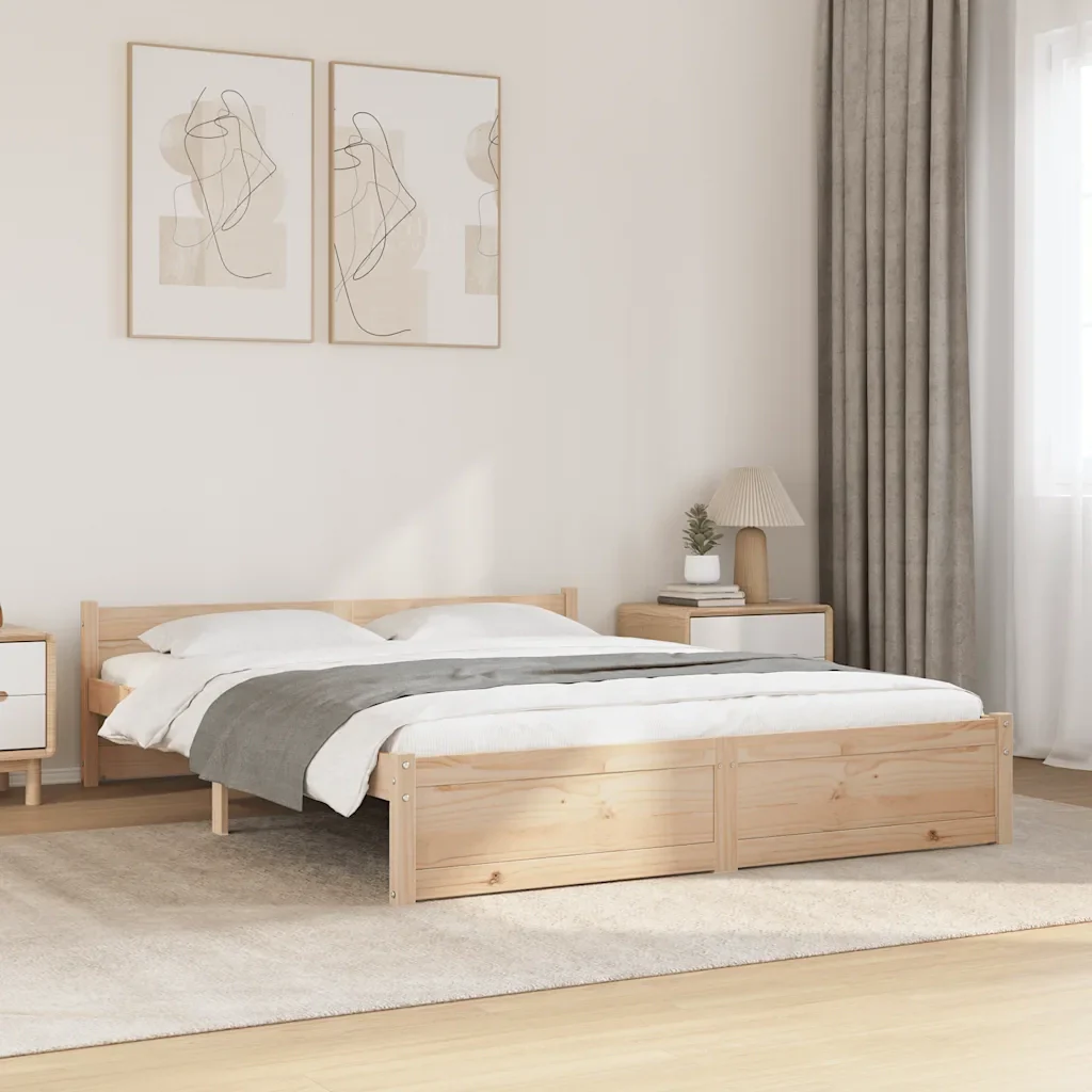 Letto matrimoniale | Letto per adulti | Giroletto in Legno Massello 135x190 cm Double - Image 2