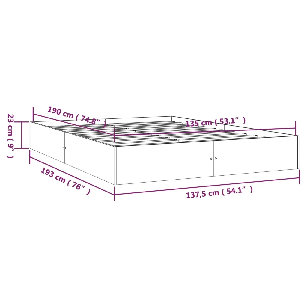 Letto matrimoniale | Letto per adulti | Giroletto in Legno Massello 135x190 cm Double - Image 9