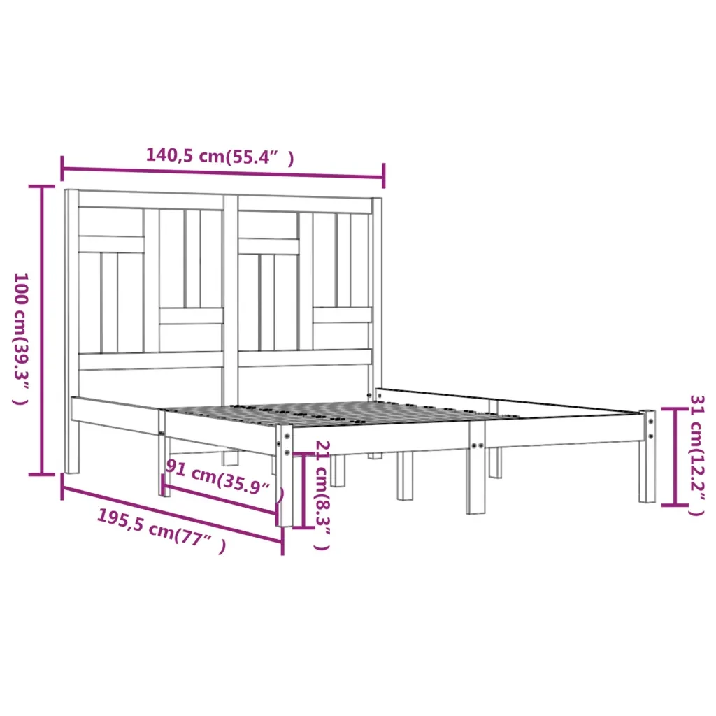 Letto matrimoniale | Letto per adulti | Giroletto in Legno Massello 135x190 cm Double - Image 6