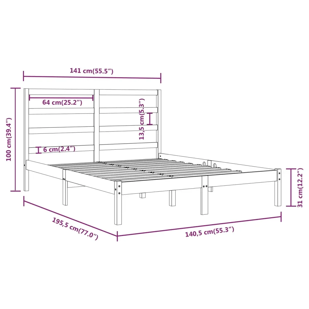 Letto matrimoniale | Letto per adulti | Giroletto in Legno Massello 135x190 cm Double - Image 6