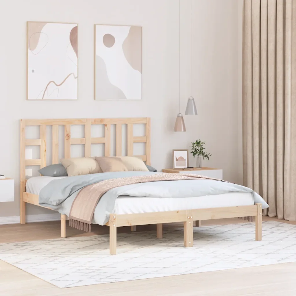 Letto matrimoniale | Letto per adulti | Giroletto in Legno Massello 135x190 cm Double - Image 2