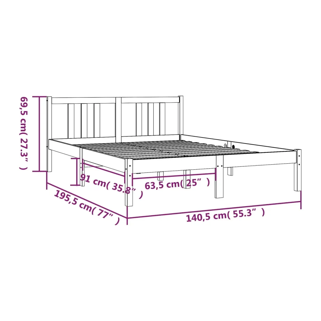 Letto matrimoniale | Letto per adulti | Giroletto in Legno Massello 135x190 cm Double - Image 9