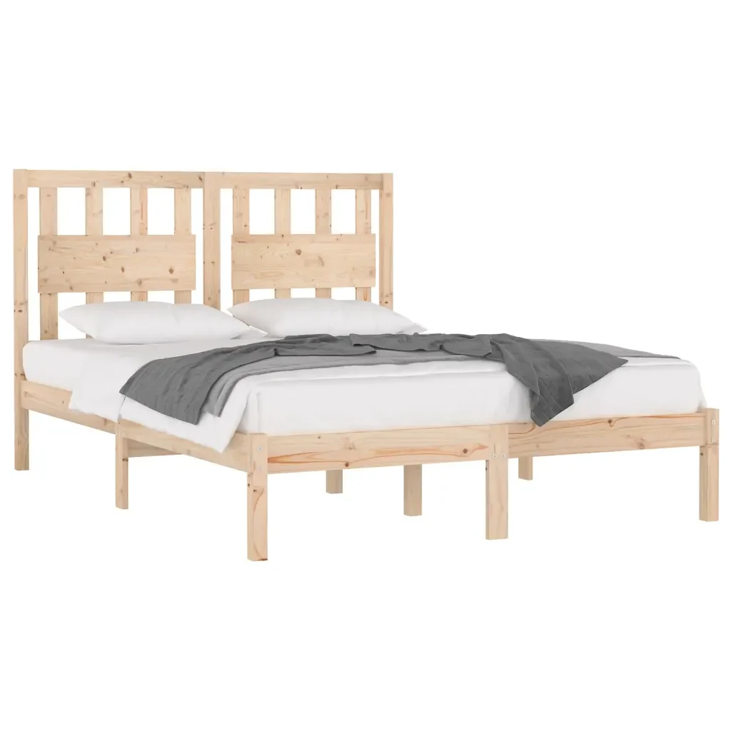 Letto matrimoniale | Letto per adulti | Giroletto in Legno Massello 135x190 cm Small Double - Image 3