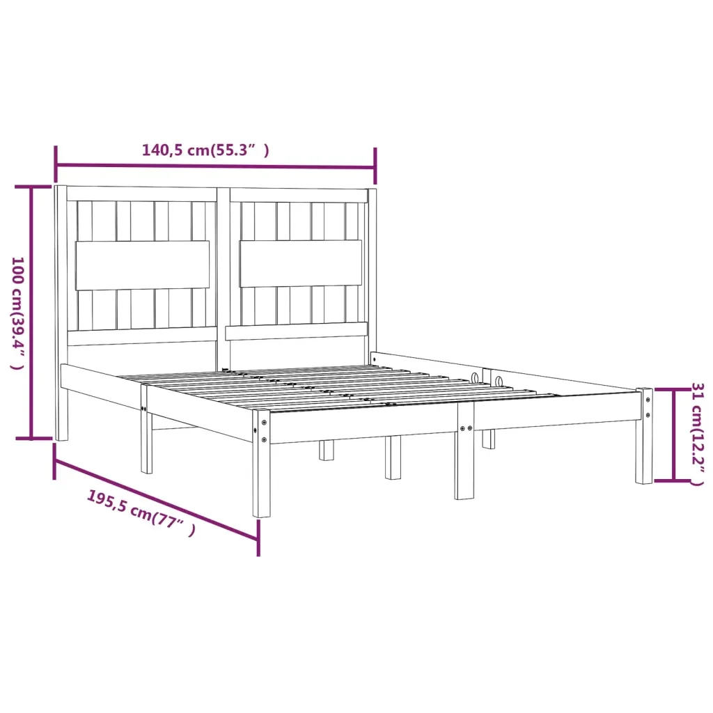 Letto matrimoniale | Letto per adulti | Giroletto in Legno Massello 135x190 cm Small Double - Image 6
