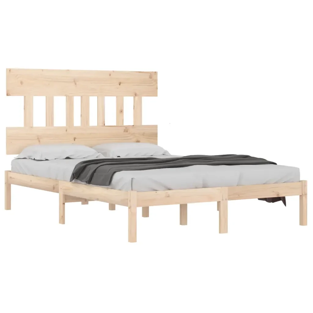 Letto matrimoniale | Letto per adulti | Giroletto in Legno Massello 140x190 cm - Image 4